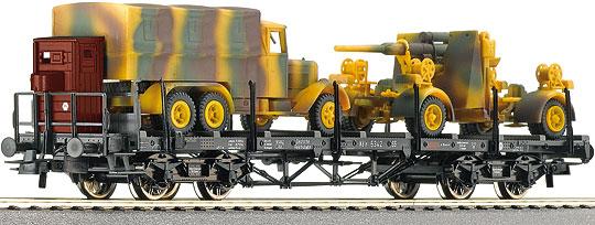 4 axle Flat car type SS Köln loaded with Henschel 33 and a 88 anti-aircraft gun German Wermacht<br /><a href='images/pictures/Roco/66900.jpg' target='_blank'>Full size image</a>
